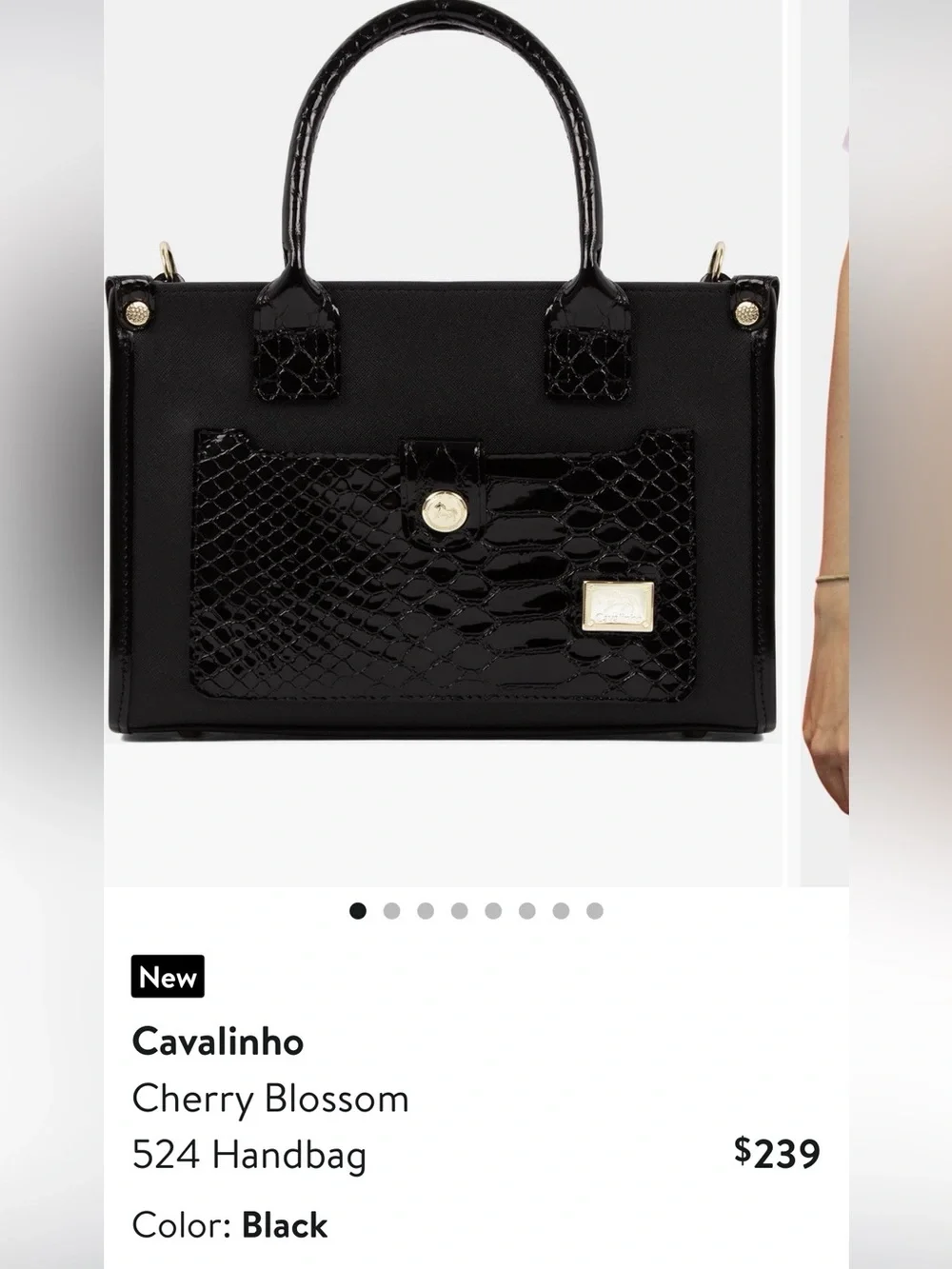 Cavalinho Black Faux Croc Accent Satchel and Crossbody Bag -  Women's Handbag